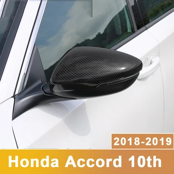 Carbon fiber Bil bakspejl Dække sidefløj Cap Shell Udvendige Chrom Styling For Honda Accord 10 2018 2019 Tilbehør 4291