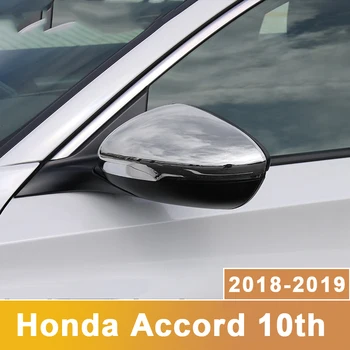Carbon fiber Bil bakspejl Dække sidefløj Cap Shell Udvendige Chrom Styling For Honda Accord 10 2018 2019 Tilbehør 5