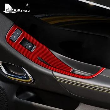 Carbon Fiber til Chevrolet Camaro 2013 Tilbehør Interiør Trim, Dør, Vindue Løfter Kontrol Switch Panel Cover Sticker 4