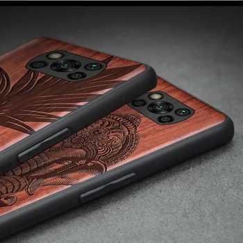 Carveit 3D Skåret Ægte Træ Tilfældet For Xiaomi POCO X3-NFC-Roman Blød Kant Dække Tynd Antiknock Shell Telefoner Beskyttende Luksus Skrog 0