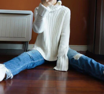 Cashmere Og Uld 2020 Nye Tunge Tykke Cashmere Sweater Kvindelige Høj Krave Løs Koreanske Version Af Varm Pullover 2