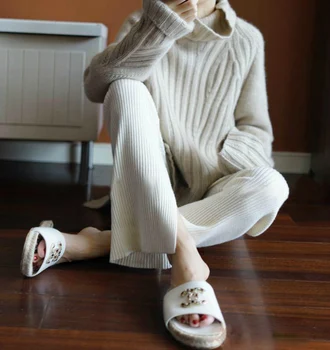 Cashmere Og Uld 2020 Nye Tunge Tykke Cashmere Sweater Kvindelige Høj Krave Løs Koreanske Version Af Varm Pullover 5