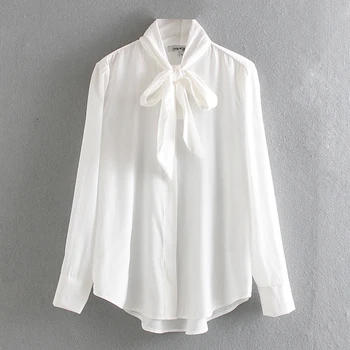 Casual Butterfly Hvid Bluse Kvinder Mode Lige Shirts Slanke, Elegante Damer Langærmet Smarte Toppe Casual Blusas 0