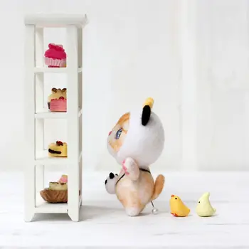 Cat Doll Med Jordbær Panda Uld Filt Håndværk DIY Ikke Færdig Stak Sæt Håndværk Kit Til Nål Materiale Taske Pack 4