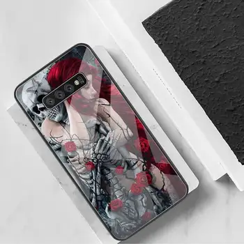 Catrina smuk rose pige Kraniet Art Telefon, Sag Hærdet Glas Til Samsung S20 Plus S7 S8 S9 S10 Plus Note 8 9 10 Plus 1805