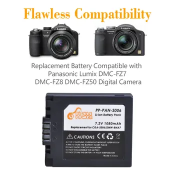 CGA-S006 Batteri 2 Pc ' er & Dual USB Oplader sæt til Panasonic Lumix DMC-FZ7 DMC-FZ8 DMC-FZ18 DMC-FZ28, FZ30 FZ35 FZ38 FZ50 Kamera. 3
