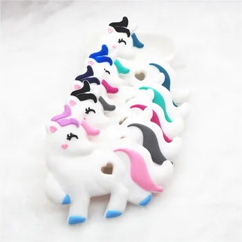 Chenkai 10STK BPA-Fri Silikone Unicorn Bidering DIY Baby Brusebad Tegnefilm Dyr Sut Dummy Bidering Sensoriske Toy Tilbehør 4