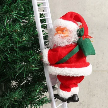 Christmas Santa Claus Elektriske Klatre Stige Hængende Dekoration Juletræspynt Sjove Nye År Børn Gaver Part Indretning 5