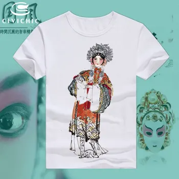 CIVI SMARTE Oriental Etniske Mand Løs T-Shirt Kvinde Kinesisk Stil Peking Opera Print Tops Tees Retro Plus Size Groot Tshirt WST134 2