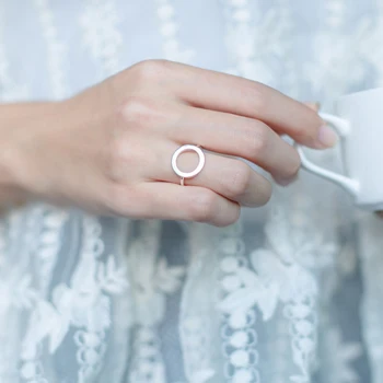 COLUSIWEI Ægte 925 Sterling Sølv Minimalisme Geometrisk Runde Ringe til Kvinder Mode Justerbar Finger Ringe Fine Smykker 1