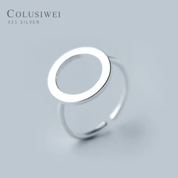 COLUSIWEI Ægte 925 Sterling Sølv Minimalisme Geometrisk Runde Ringe til Kvinder Mode Justerbar Finger Ringe Fine Smykker 2