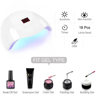 COSCELIA Poly Nail Gel Kit med 36W UV-Led-Lampe Builder Gel Polish Søm Udvidelse Slip Løsning Negle Kunst Manicure Sæt 1