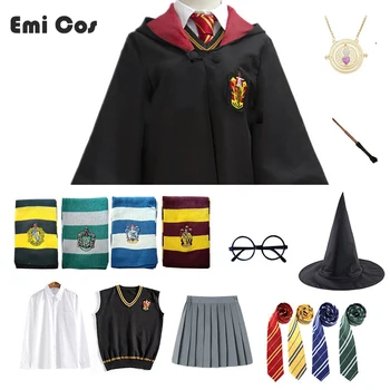 Cosplay Kostume Potter Halloween Kostumer Magic Robe Cape Hermione Passer Binde Tørklæde Wand Briller Godric Gave Potter-Cosplay