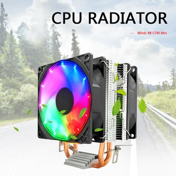 CPU Dual Cooling Fan 2 Heat-Pipes 48CFM 12V Lydløs Stationær PC Computer Køler Køler for Intel AMD CPU Dual Cooling Fan 5