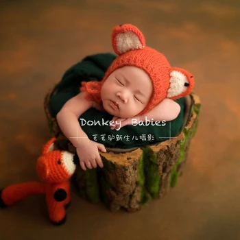Creme Nyfødte Lion hat toy sæt Baby dreng hat Fotografering Udstoppede Dyr Strikket Spædbarn Bamse Bunny Outfit foto rekvisitter