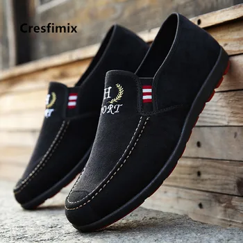 Cresfimix chaussures hæld hommes mandlige mode plus size sort slip på sko til mænd i cool forårs sko man blå sko a5089 1