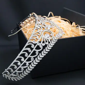 Cubic Zirconia Royal Replica Tiara til Bryllup,Crystal Queens Tiaras Krone for Bruden Hår Smykker CH10355 7865