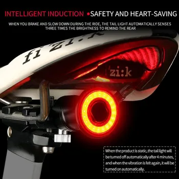 Cykel Lys Smart Sensor USB-Genopladelige LED-MTB Cykel Lys Baglygte 6-Tilstand Aluminium Legering Holder Cykel Tilbehør 27864