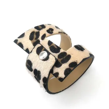 D&D-Nyt Hot Trekant, Cirkel Mode Leopard Print Bredt Læder Armbånd Kvinder Vintage Læder Cool Smykker Engros 1