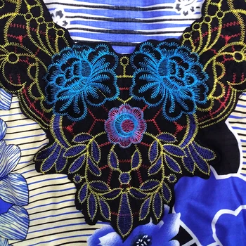 Dashikiage 2019 Afrikanske Dashiki Ankara Hjerte-Formet Trykt Blomster Pynt Blue Bomuld Kvinder Kjole 5