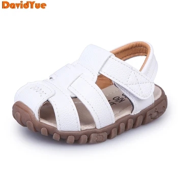 Davidyue læder kids sandaler drenge blødt læder i sommeren drenge, piger, børn, beach sko kids sport sandaler 5