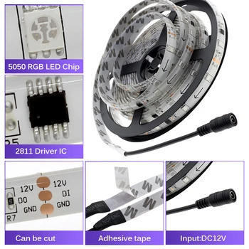 DC12V WS2811 RGB LED Strip RGB 5050 Drøm Magic Color Auto skifter Farve Vandtæt Fleksibel LED-Lys til Hjemmet Fest Dekoration 37361