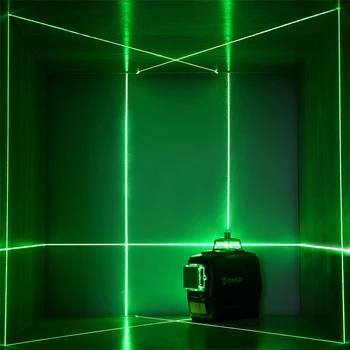 DEKO 12 Linjer 3D-Grøn Laser Plan, Vandret Og Lodret på Tværs af Linjer Med Automatisk Selv-Nivellering Indendørs&Udendørs(DKLL12PB1 S1/S2)
