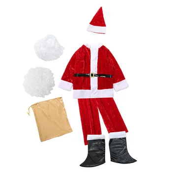 Deluxe Santa Claus For Voksne Jul Kostume Til Mænd, Kvinder Komplette Sæt Santa Claus Cosplay Kostume Kjole Op Kulør 27391