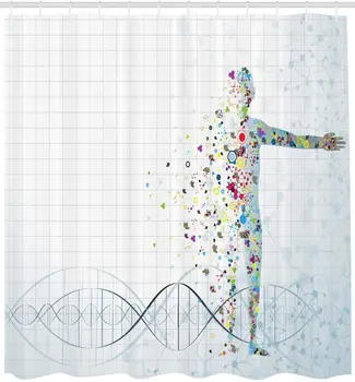 Den menneskelige Anatomi badeforhæng Digital Psykedelisk Molekyle Kroppen af den Menneskelige Genetiske DNA Helix Liv, Kunst, Design, Stof Badeværelse Indretning 3