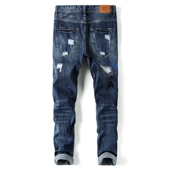 Denim Bukser Foråret Streetwear Blyant Bukser Rippet Vintage Rippet Skinny Jeans Til Mænd 0
