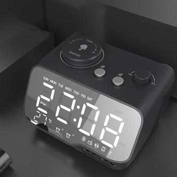 Digital Vækkeur Bluetooth Højttaler FM-Radio Temperatur Udsæt Lysstyrke Lysdæmper til Soveværelse Dvale-Timer 20346