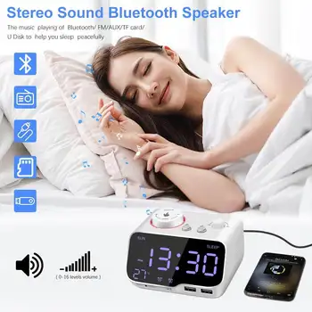 Digital Vækkeur Bluetooth Højttaler FM-Radio Temperatur Udsæt Lysstyrke Lysdæmper til Soveværelse Dvale-Timer Bluetooth-Ur 1