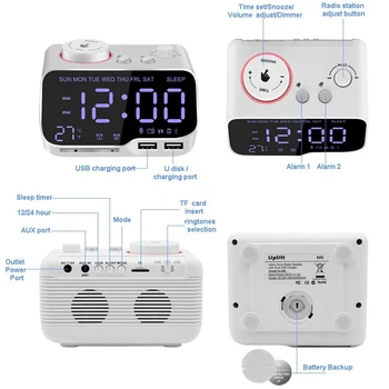 Digital Vækkeur Bluetooth Højttaler FM-Radio Temperatur Udsæt Lysstyrke Lysdæmper til Soveværelse Dvale-Timer Bluetooth-Ur 3