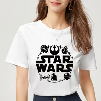 Disney Fashion Søde GALAXY S EDGE Star Wars-Print Kvinder Casual T-Shirt med O-Hals, Korte Ærmer Løs Unisex Tee Top 4