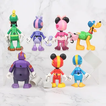 Disney Figurer Led Kan Bevæge sig Mickey Mouse, Minnie og Donald Duck Scene Racing Kage Dekoration Action Figurer, Legetøj til Fødselsdag 0