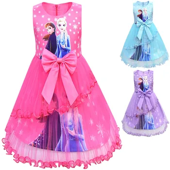 Disney Frosne Sne Dronning Sommer Piger Dress Cosplay Kostume Til Pige Blonder Party Fødselsdag Pincess Børn Tøj For 4-12Y 2