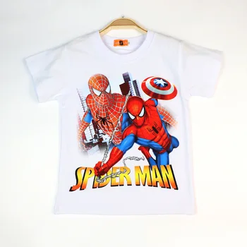 Disney, Marvel Kids Tøj Sommeren Tegnefilm Captain America, Spiderman Print Bomuld kortærmet T-shirt Børn, Drenge Tøj 2