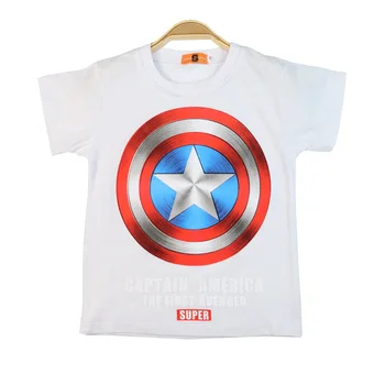 Disney, Marvel Kids Tøj Sommeren Tegnefilm Captain America, Spiderman Print Bomuld kortærmet T-shirt Børn, Drenge Tøj 4
