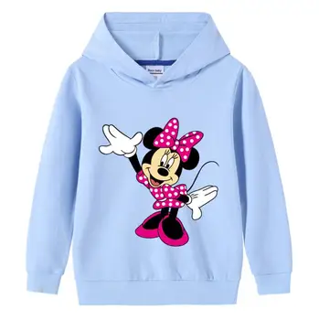 Disney Minnie Mouse Bomuld Trøje med Lange Ærmer T-shirt Efteråret Tegnefilm Børne Tøj Toppe Baby Pige Børns Hættetrøjer 0