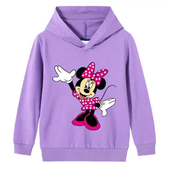 Disney Minnie Mouse Bomuld Trøje med Lange Ærmer T-shirt Efteråret Tegnefilm Børne Tøj Toppe Baby Pige Børns Hættetrøjer 1