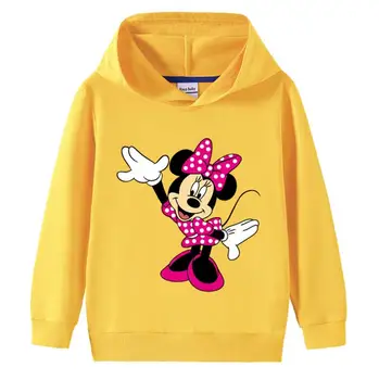 Disney Minnie Mouse Bomuld Trøje med Lange Ærmer T-shirt Efteråret Tegnefilm Børne Tøj Toppe Baby Pige Børns Hættetrøjer 2