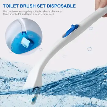 Disponibel Toilet Børste Sæt ABS Plast Holdbar Toilet Brush Cleaner med 12PCS Refill Hoveder Badeværelse Desinfektion af Værktøj 5