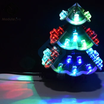 DIY 3D Musik juletræ Lodning Praksis Electronic Videnskab Samle Kit 7 Farve Blinkende LED PCB med Fjernbetjening 2