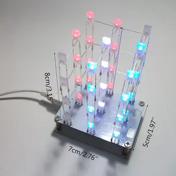 DIY Elektronisk Kit Touch Kontrol 3x3x4 Cube Flerfarvet LED Lys Terninger Diy Kits 4