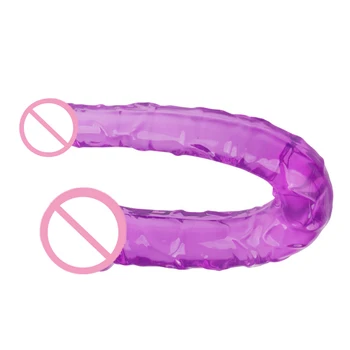 Dobbelt jelly Dildo Realistisk Penis For lesbian sex legetøj Flirte Håndsex Stimulere Vaginal anal ass kvinder intime produkter 15335