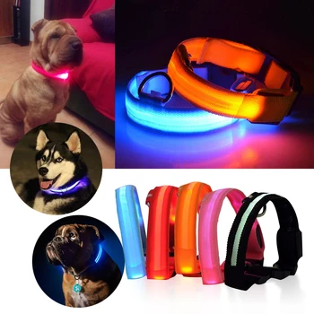 Dog Pet Krave Blottere USB-Genopladelige LED Sikkerhed Lys Op Førte Pet Krave Nylon Pet-Sikkerhed Strop om Nakken Bælte Til Små og Store Hunde 2