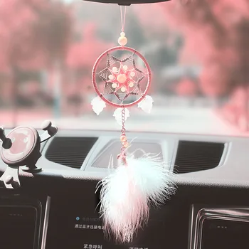 Dreamcatcher Bil Hængende Ornamenter Bil Spejl Vedhæng I Bil Tilbehør Til Piger, Kvinder, Pink Hjem, Rum Udsmykning Bil Wind Chimes 3
