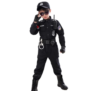 Drenge Piger Fancy Politifolk Kostumer Til Karneval Paty Børn Cosplay Hær, Politi Uniform Sæt Tøj, Der Kæmper Ydeevne Uniform 2