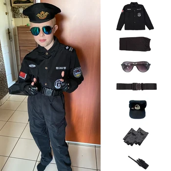 Drenge Piger Fancy Politifolk Kostumer Til Karneval Paty Børn Cosplay Hær, Politi Uniform Sæt Tøj, Der Kæmper Ydeevne Uniform 3