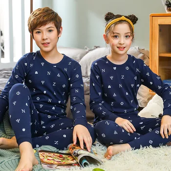 Drenge Piger Nattøj Vinter Bomuld Pyjamas Sæt Børn Homewear til Dreng Pyjamas Børn Nattøj 9-19Y Teenage Pijamas Tøj 18978